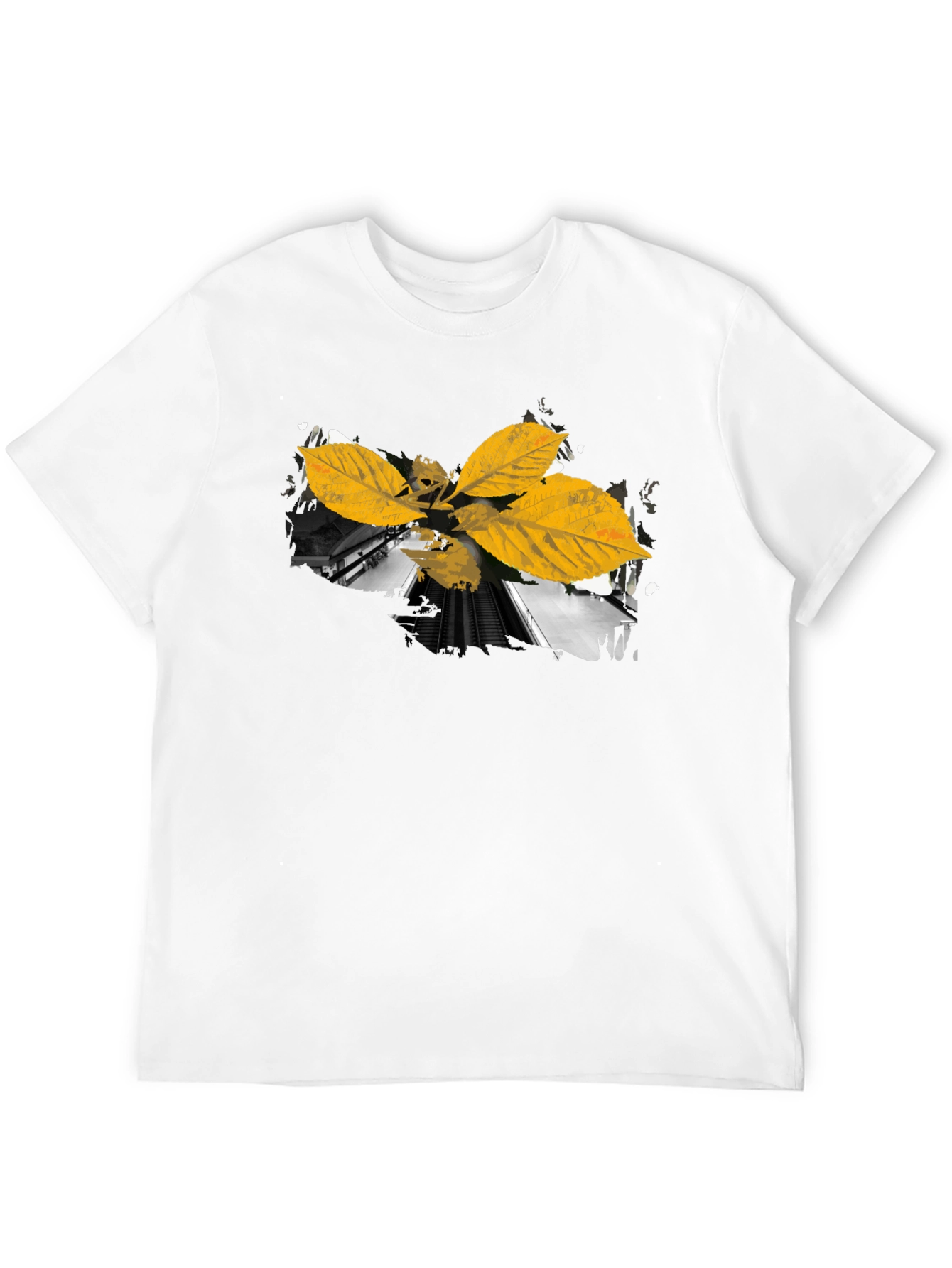 Leaf Train Black Tee