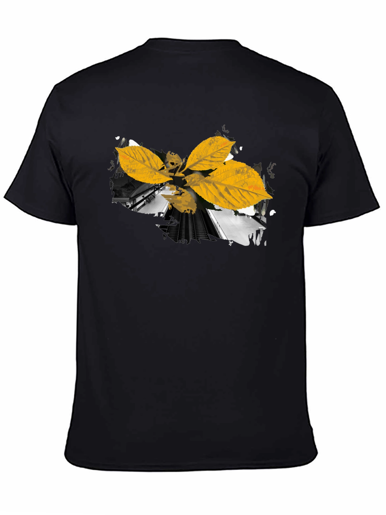 Leaf Train Black Tee