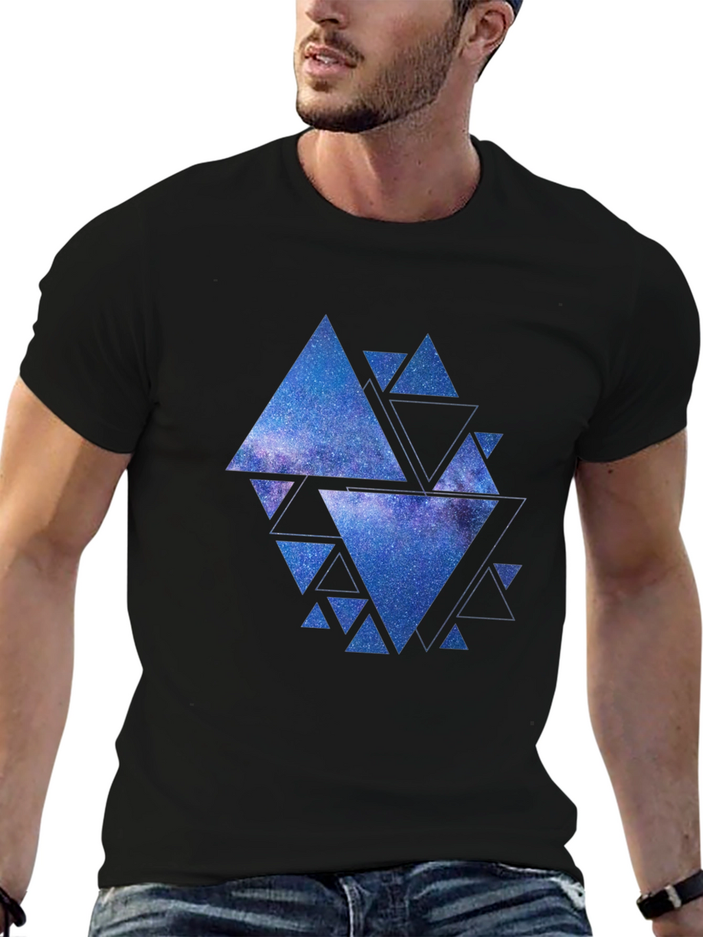 Galaxy Triangles Graphic Tee - Black