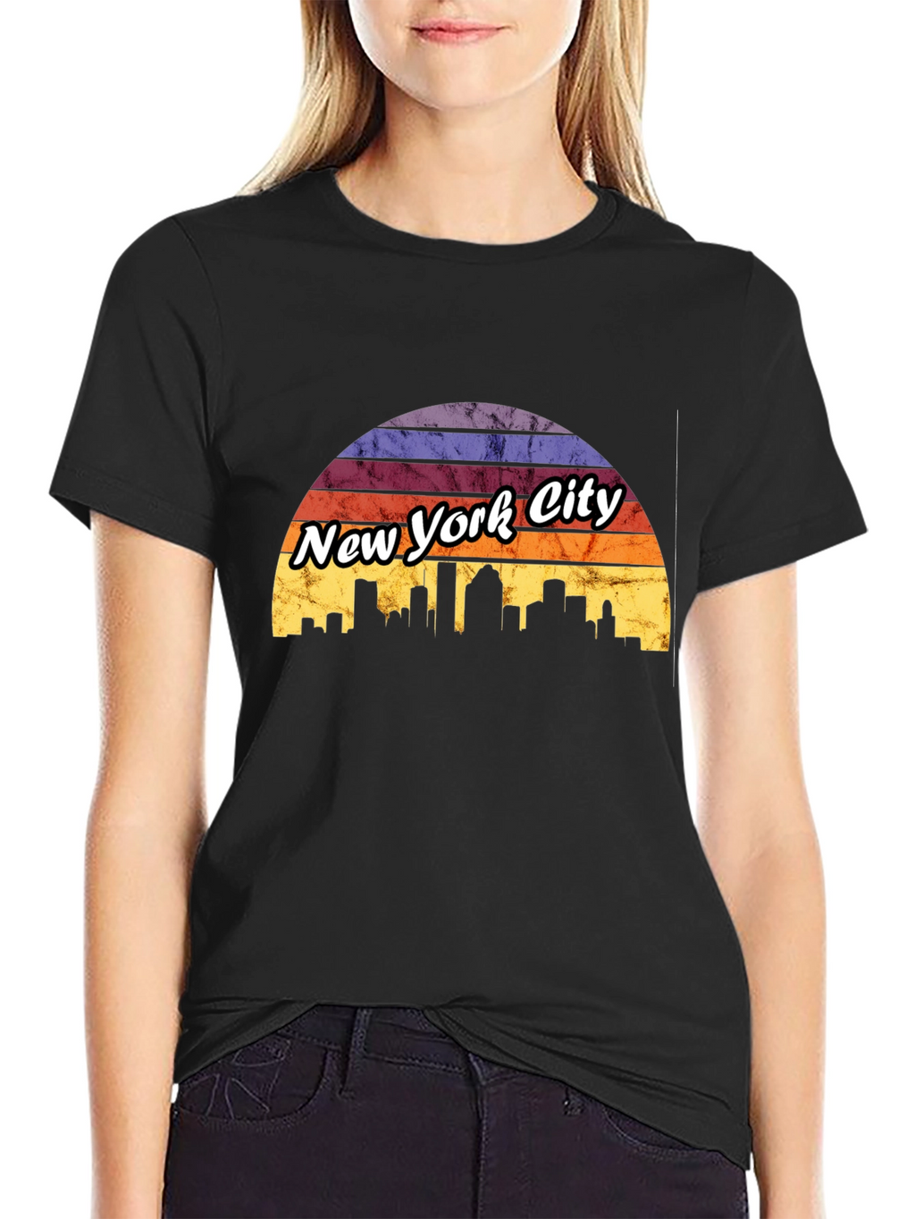 New York City Sunset T-Shirt Skyline Design