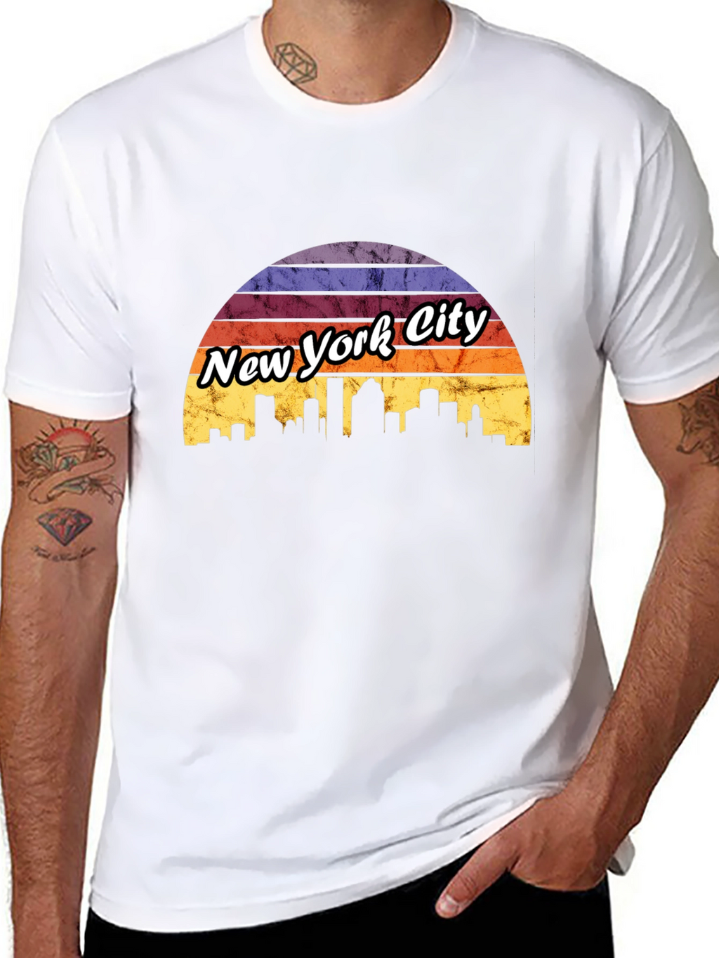 New York City Sunset T-Shirt Skyline Design
