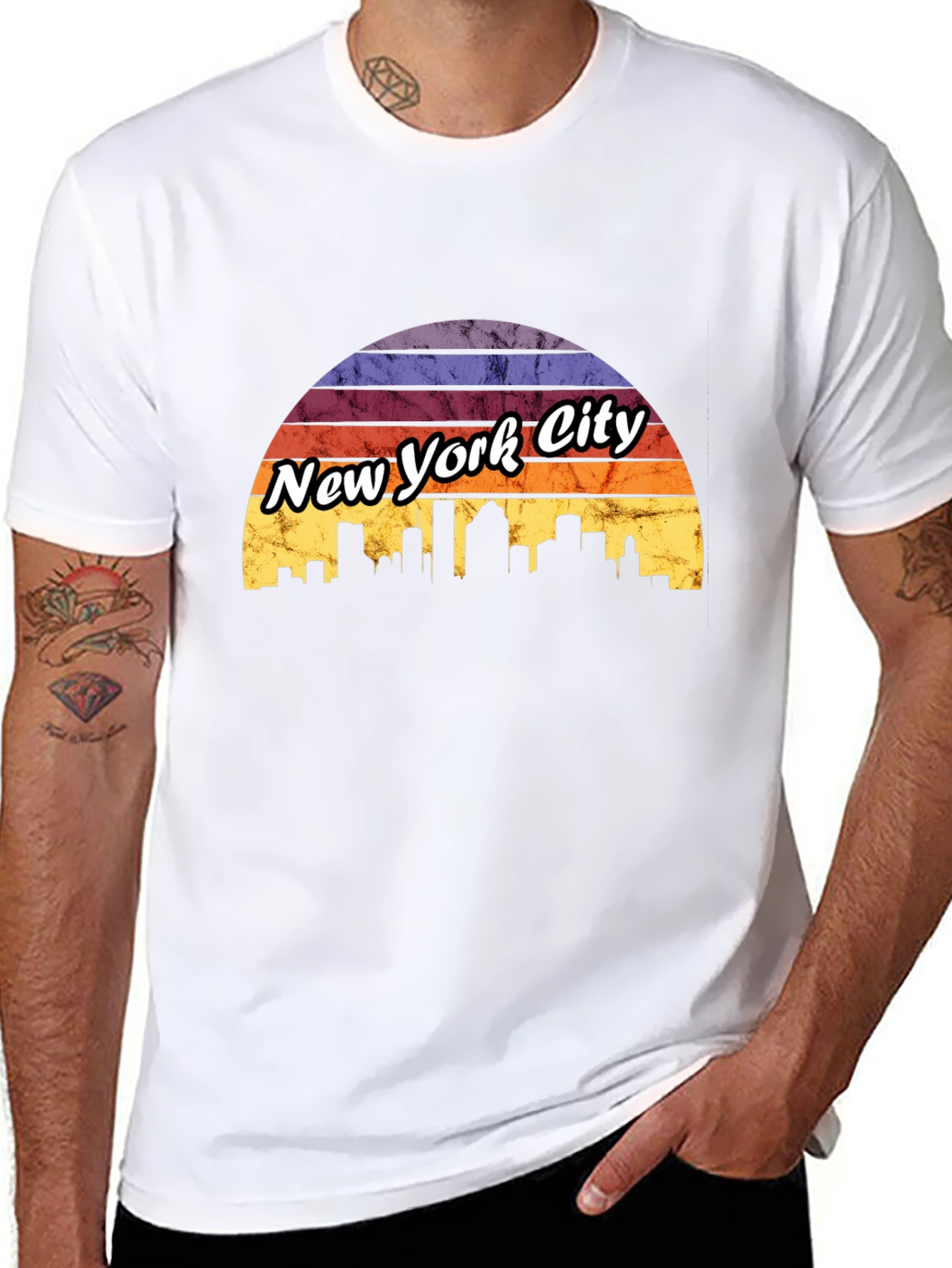 New York City Sunset T-Shirt Skyline Design
