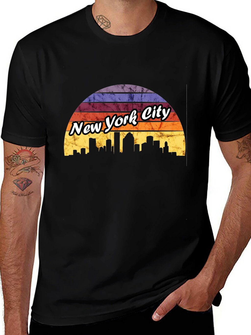 New York City Sunset T-Shirt Skyline Design