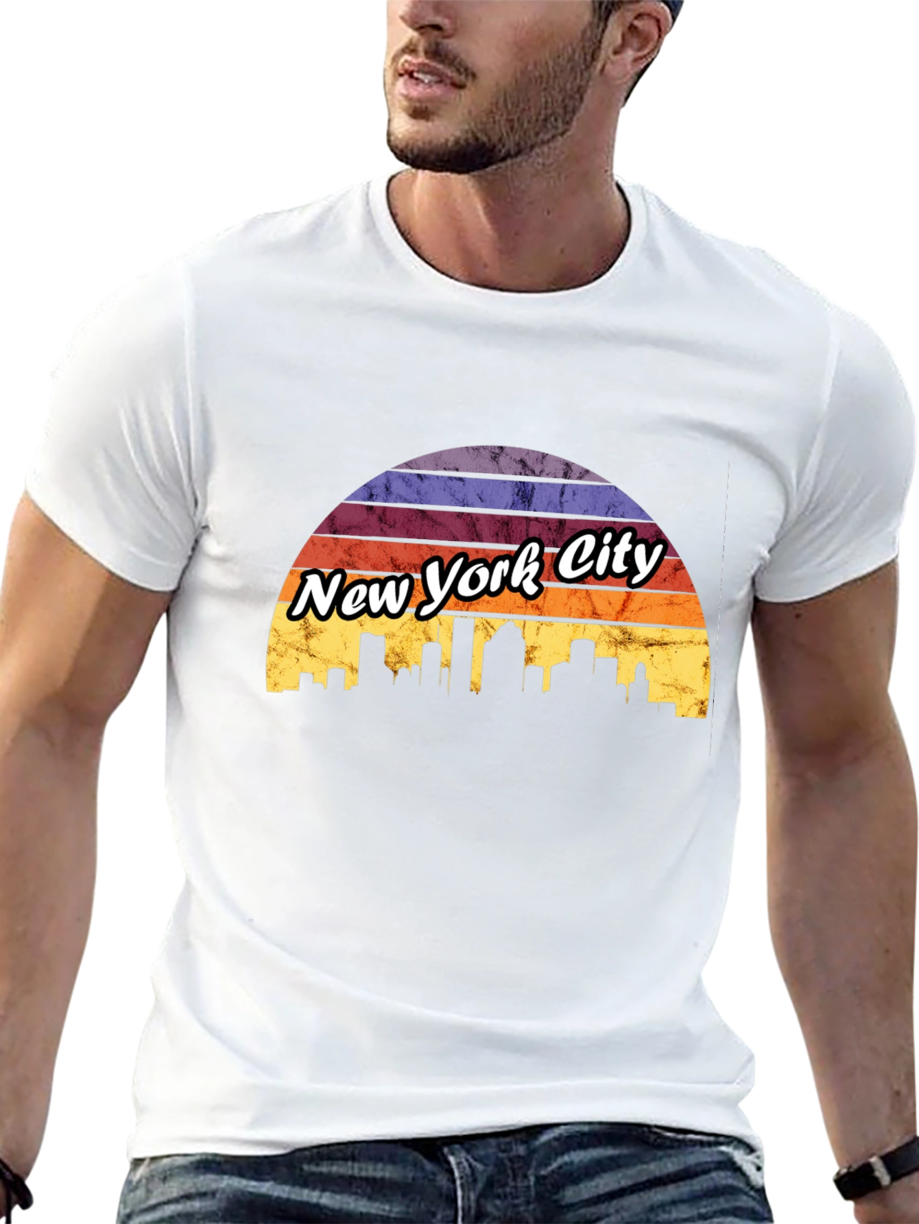 New York City Sunset T-Shirt Skyline Design