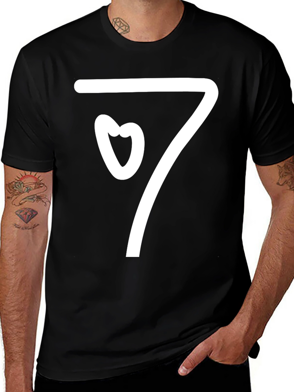 Heart Seven Graphic T-Shirt - Black