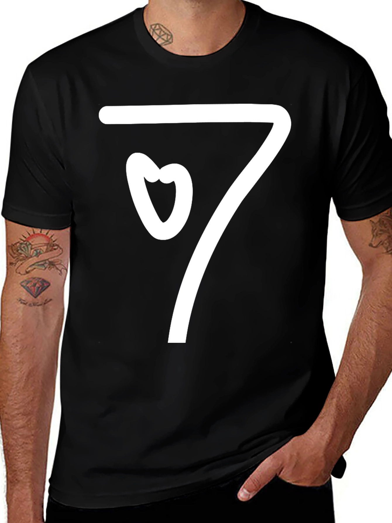 Heart Seven Graphic T-Shirt - Black