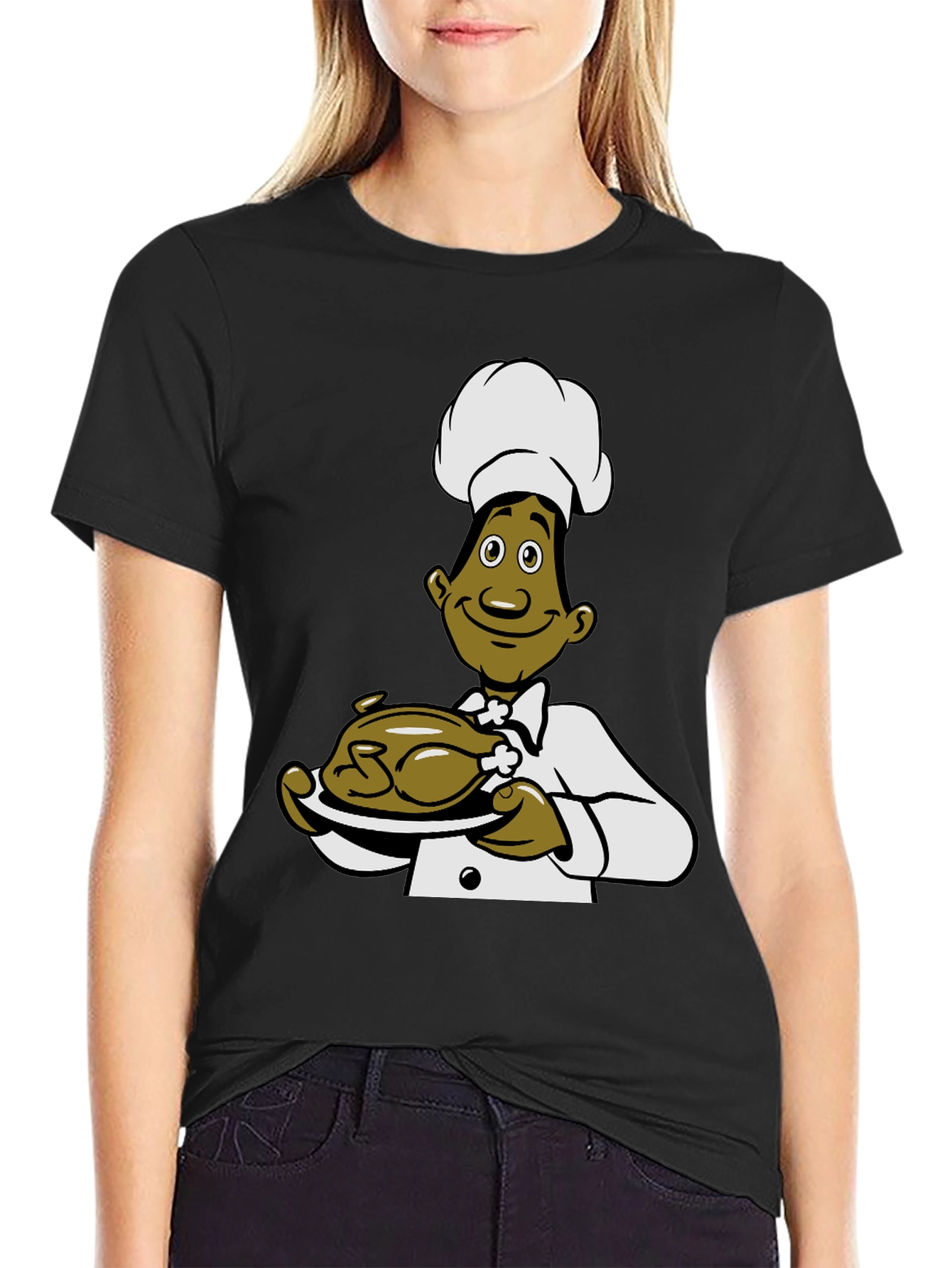 Chef Cartoon Black T-Shirt