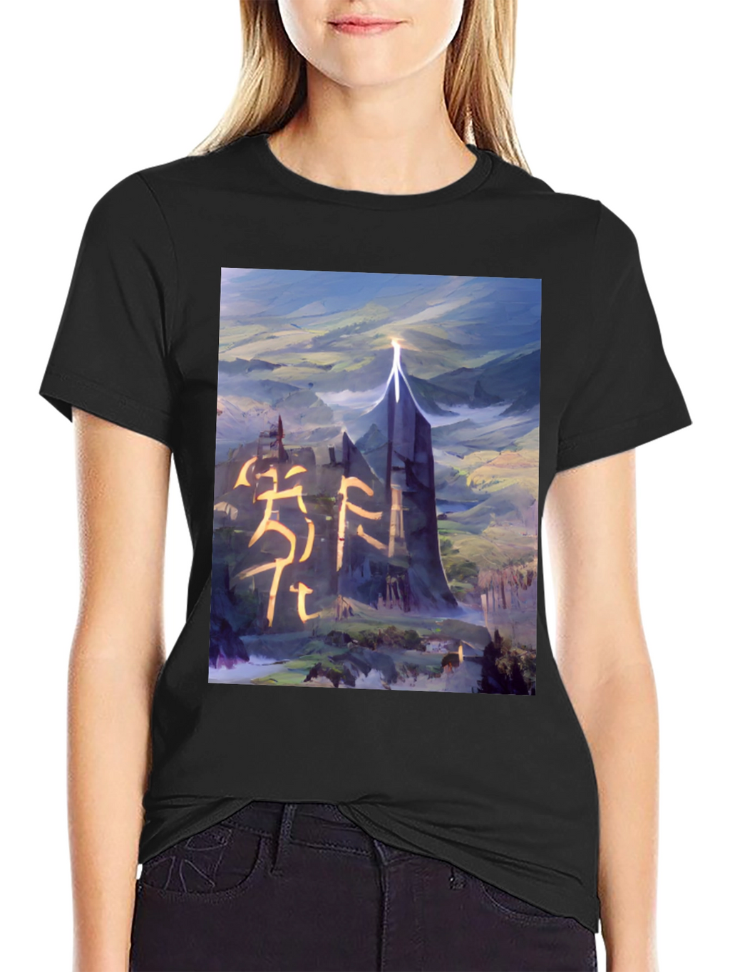 Fantasy Landscape Graphic Tee - Black T-Shirt