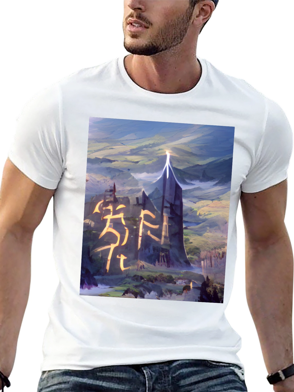 Fantasy Landscape Graphic Tee - Black T-Shirt