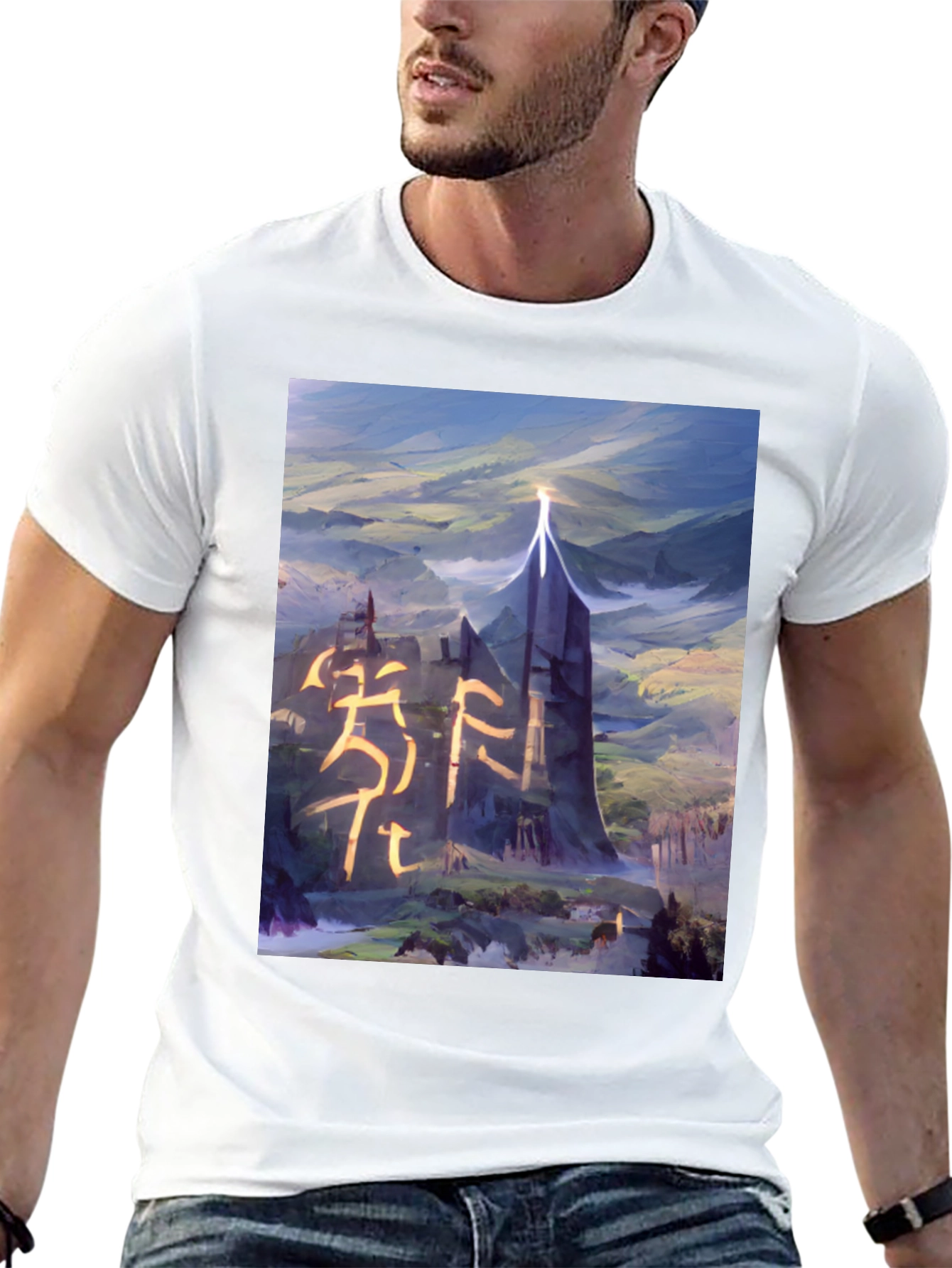 Fantasy Landscape Graphic Tee - Black T-Shirt