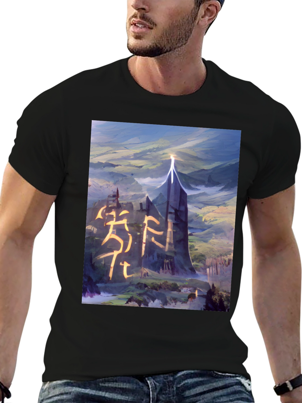 Fantasy Landscape Graphic Tee - Black T-Shirt