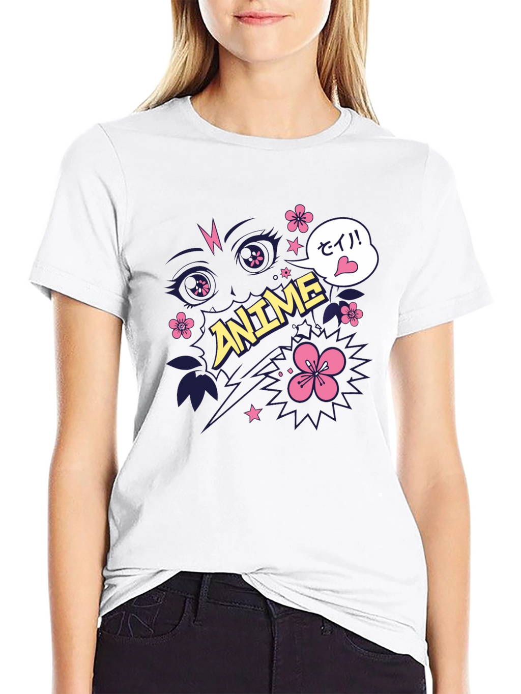Anime Graphic Print Black T-Shirt