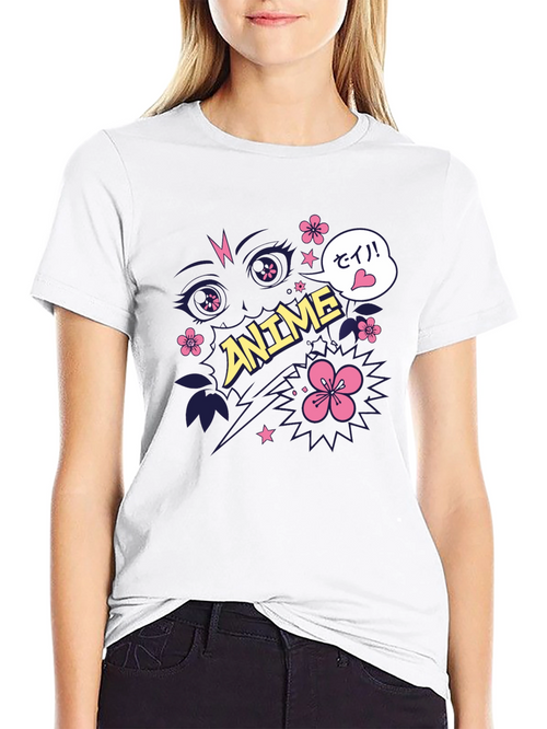 Anime Graphic Print Black T-Shirt
