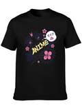 Anime Graphic Print Black T-Shirt