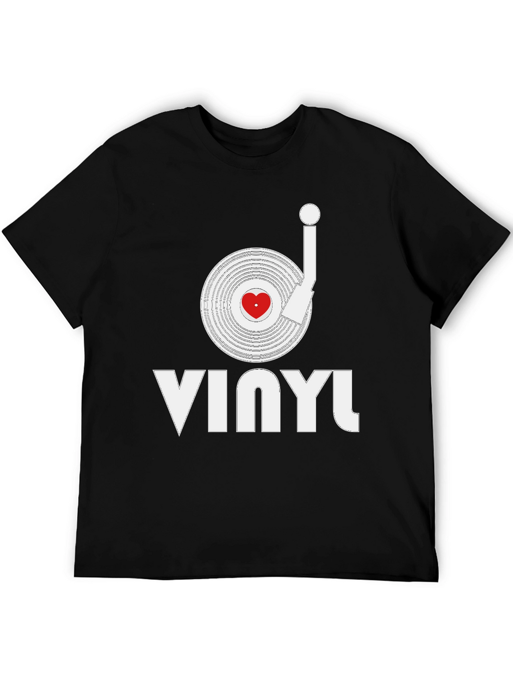 Vinyl Record Heart Graphic T-Shirt
