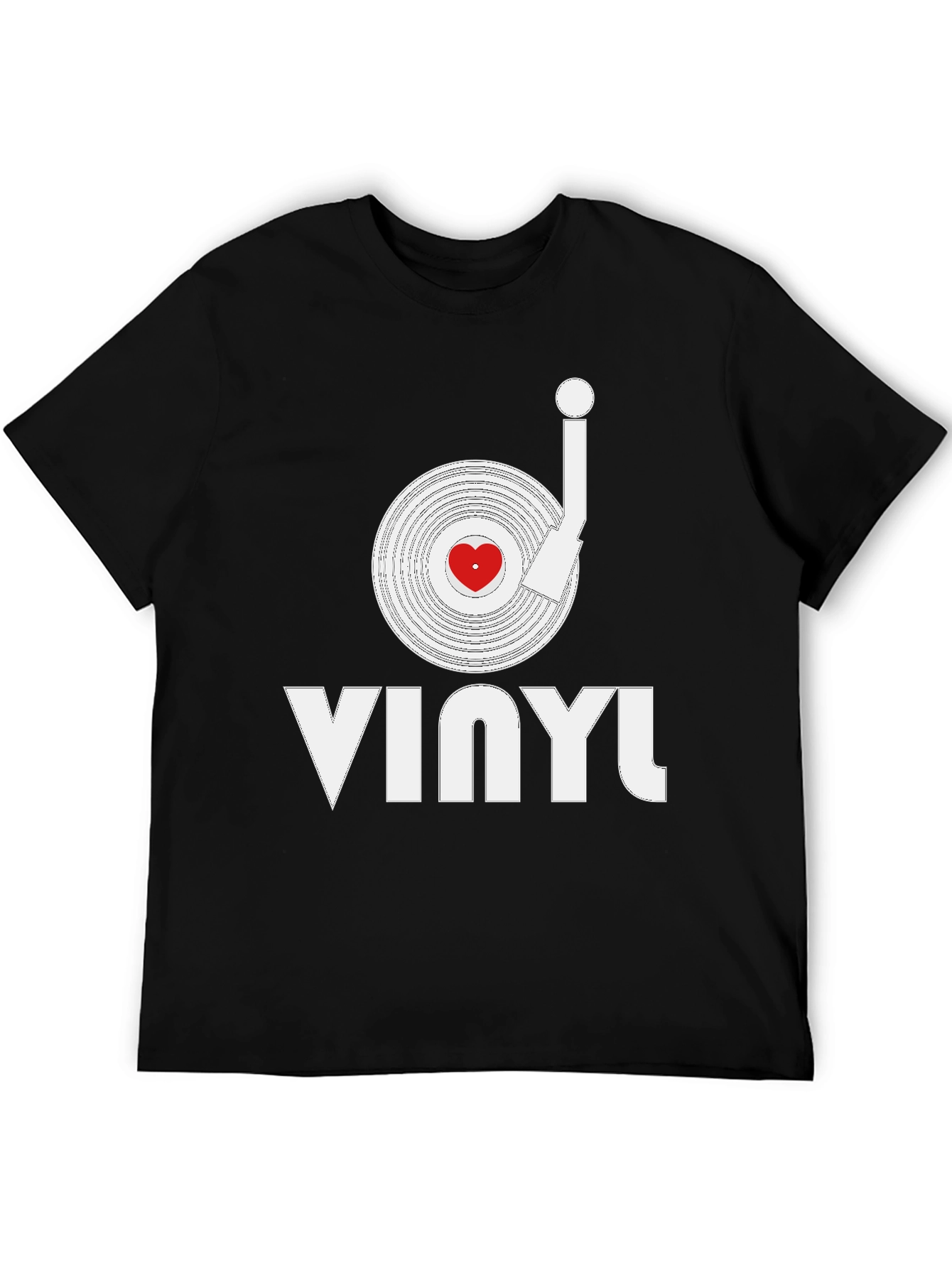 Vinyl Record Heart Graphic T-Shirt