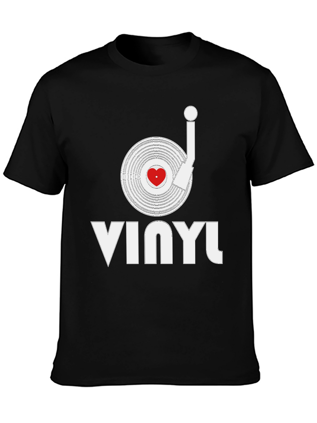 Vinyl Record Heart Graphic T-Shirt