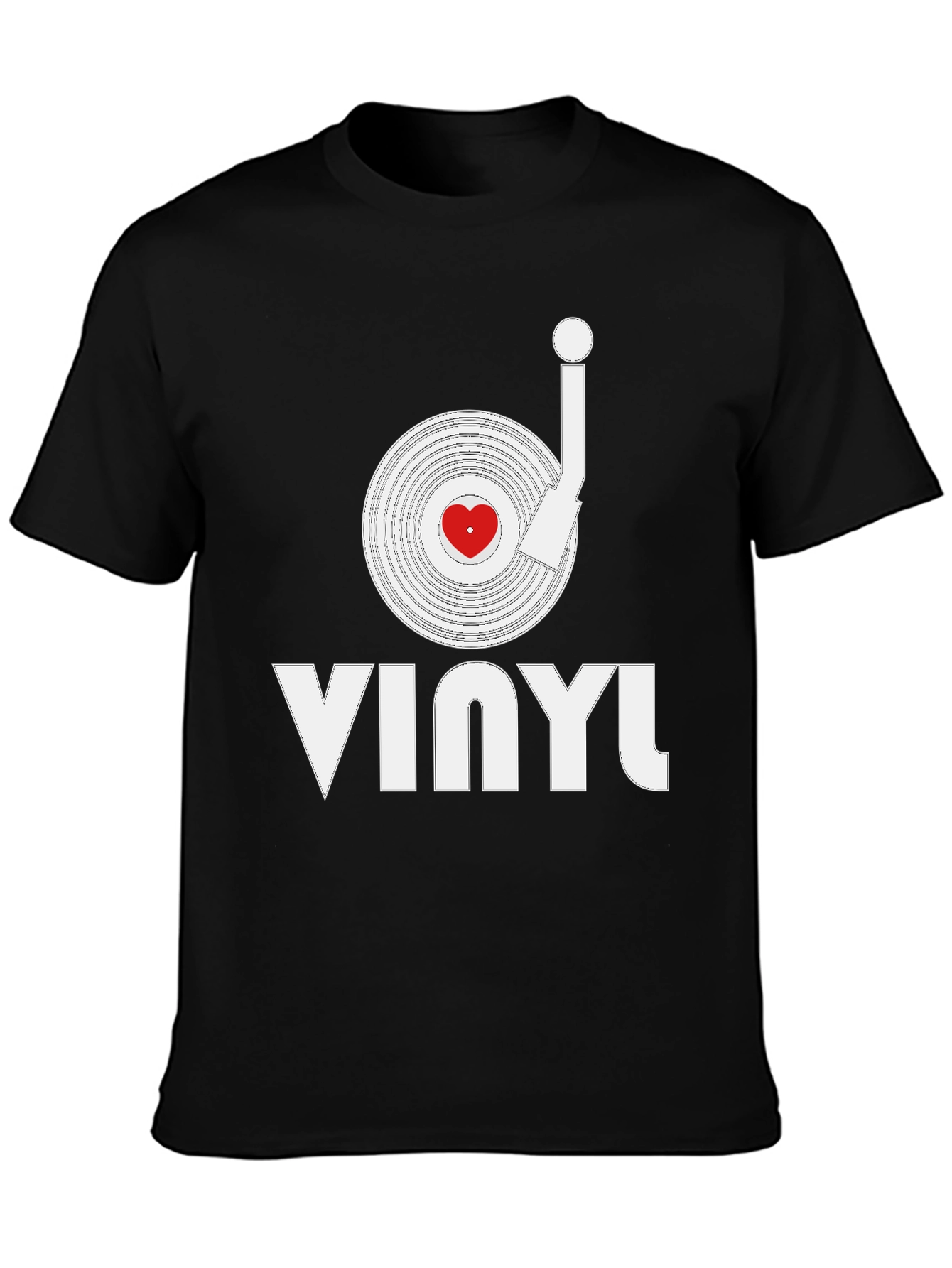 Vinyl Record Heart Graphic T-Shirt