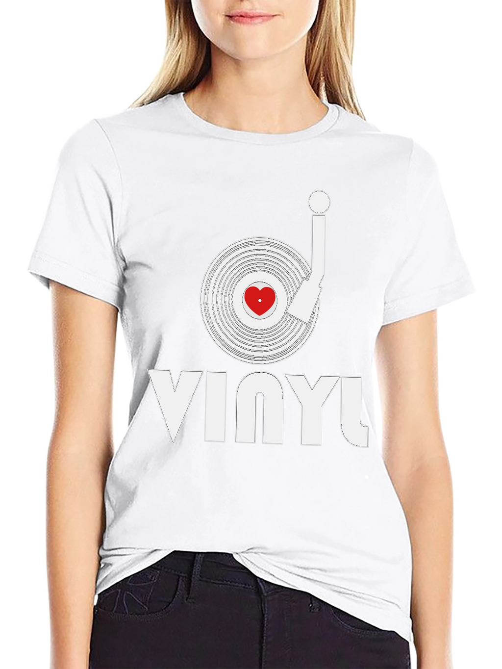 Vinyl Record Heart Graphic T-Shirt