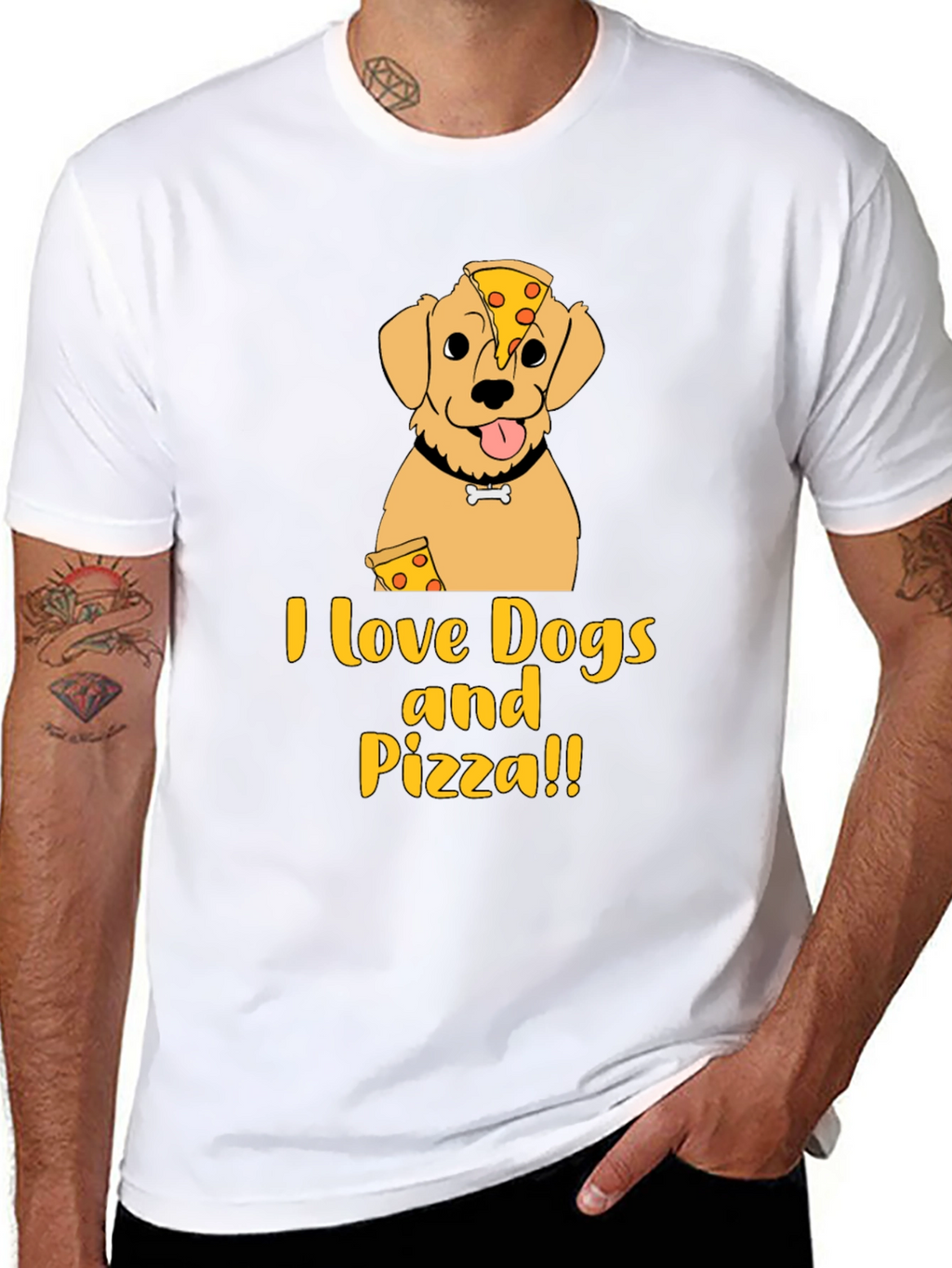 I Love Dogs and Pizza Graphic T-Shirt