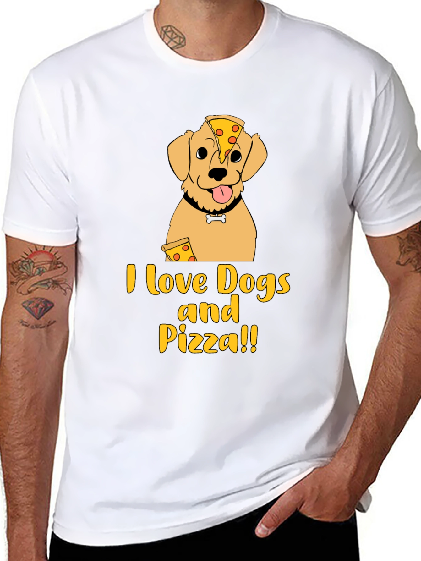 I Love Dogs and Pizza Graphic T-Shirt