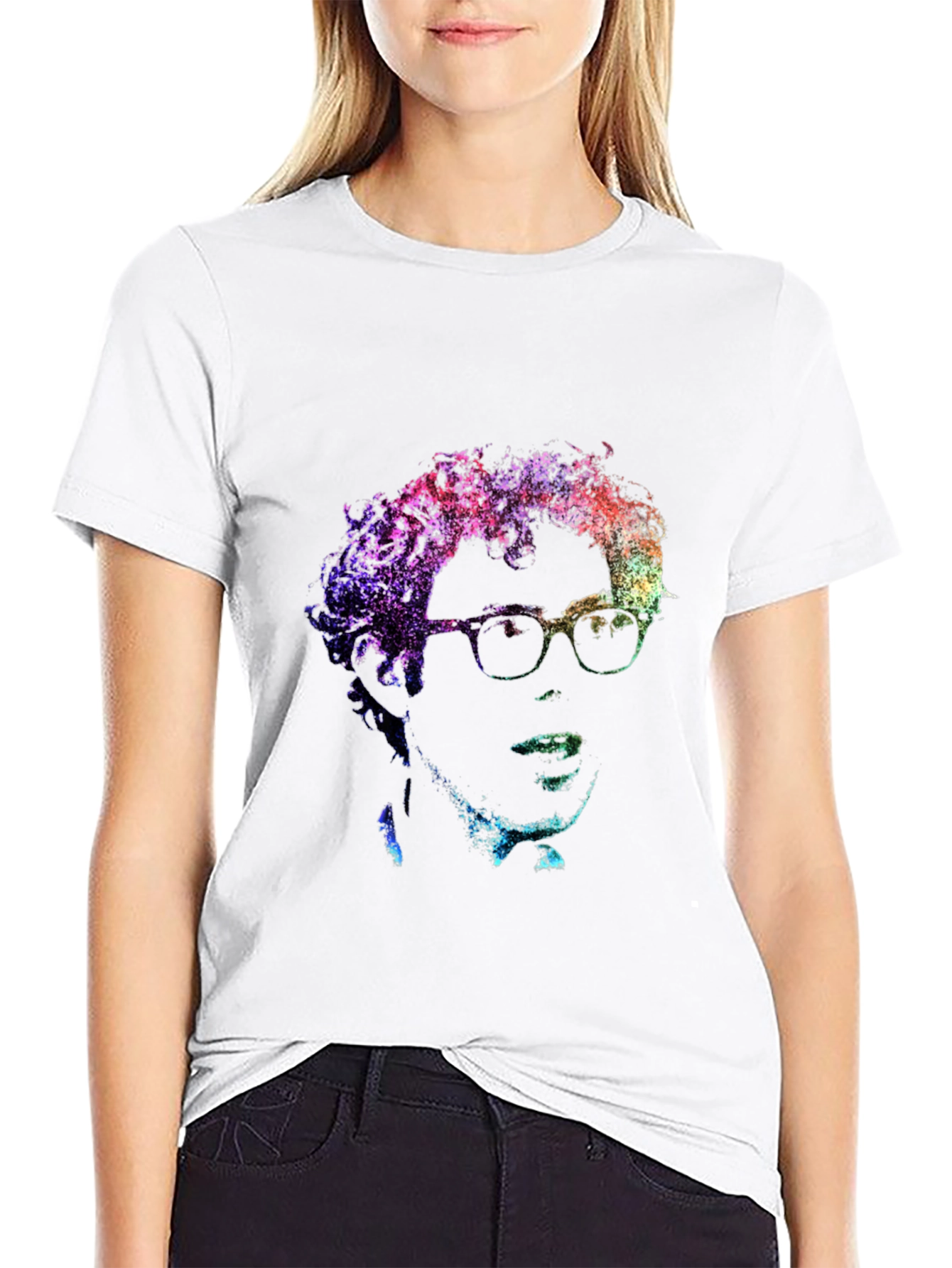 Abstract Portrait Graphic Print Black T-Shirt