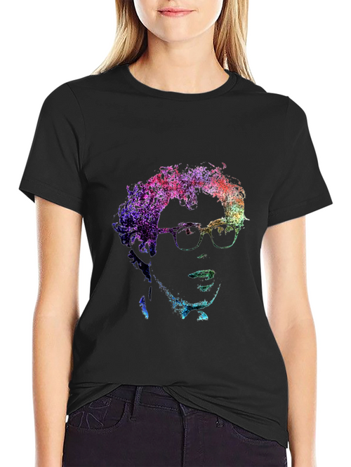 Abstract Portrait Graphic Print Black T-Shirt