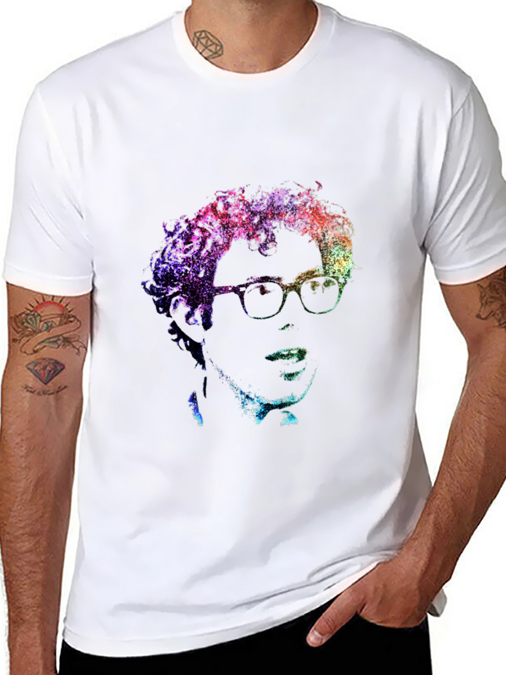 Abstract Portrait Graphic Print Black T-Shirt