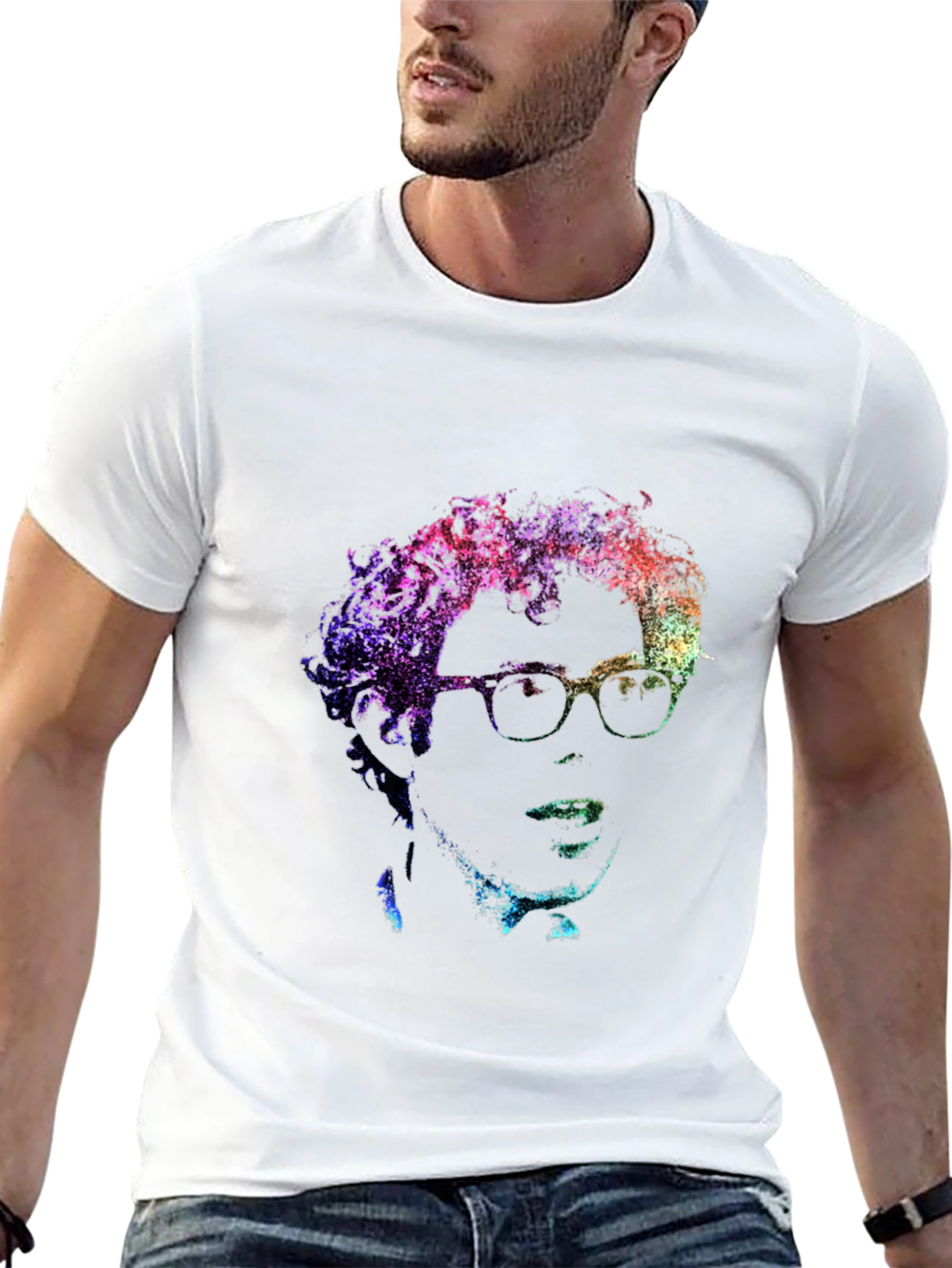 Abstract Portrait Graphic Print Black T-Shirt