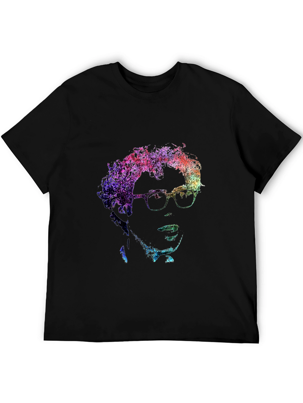 Abstract Portrait Graphic Print Black T-Shirt