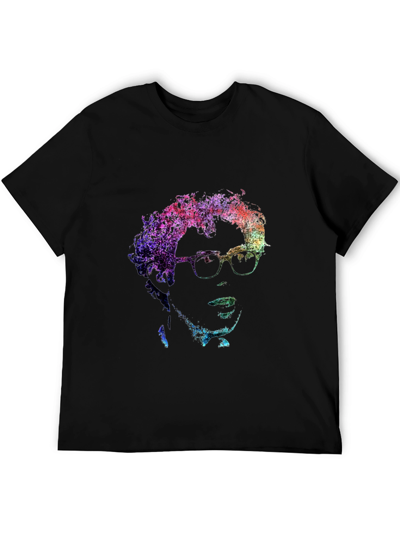 Abstract Portrait Graphic Print Black T-Shirt