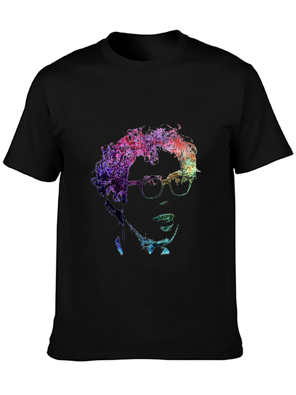 Abstract Portrait Graphic Print Black T-Shirt