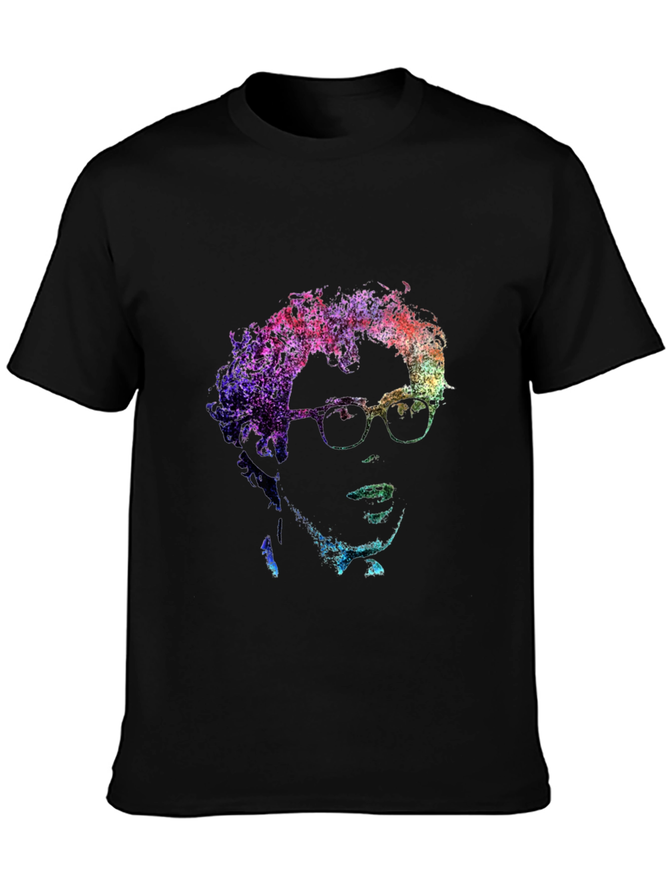 Abstract Portrait Graphic Print Black T-Shirt