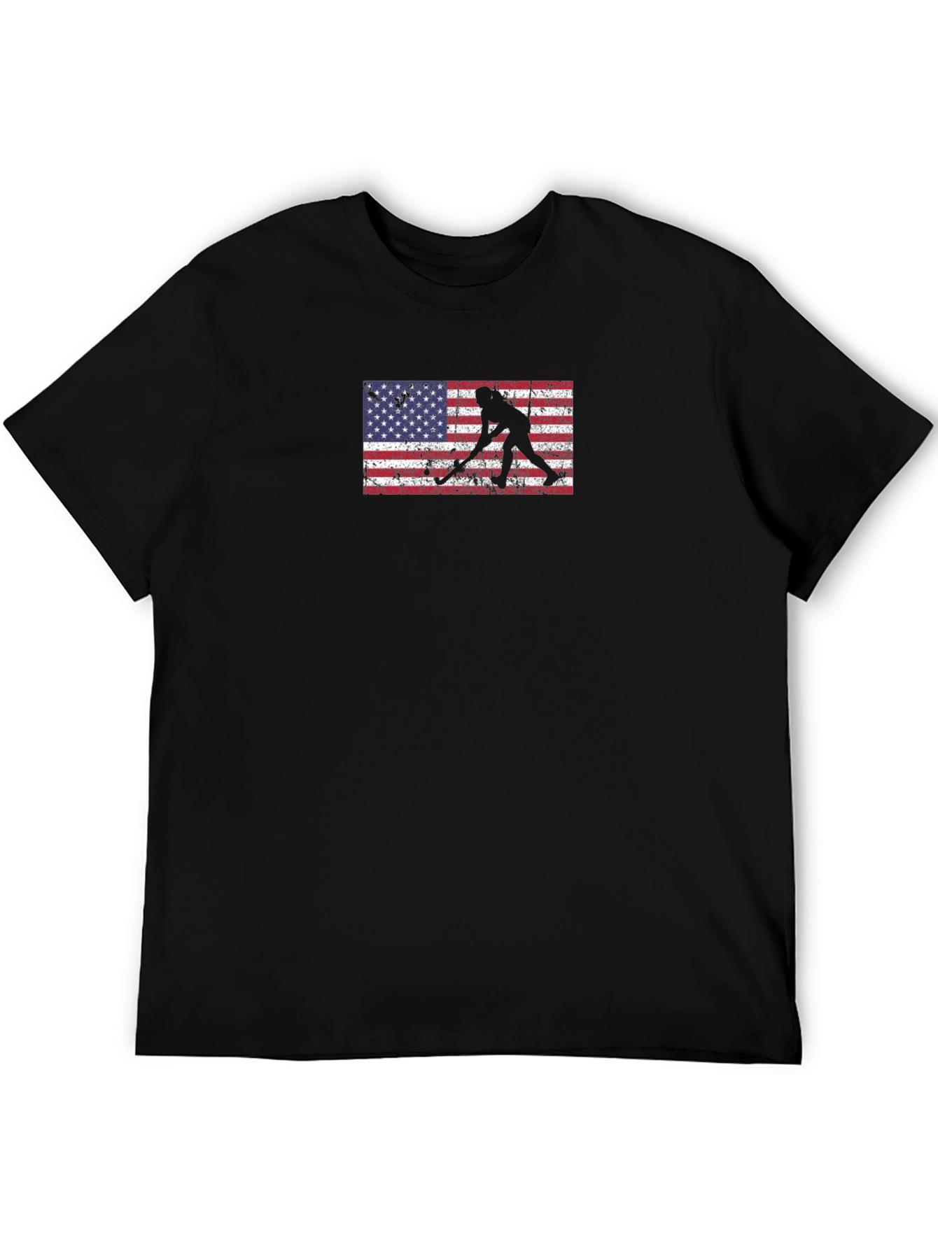 Hockey Player US Flag Graphic T-Shirt