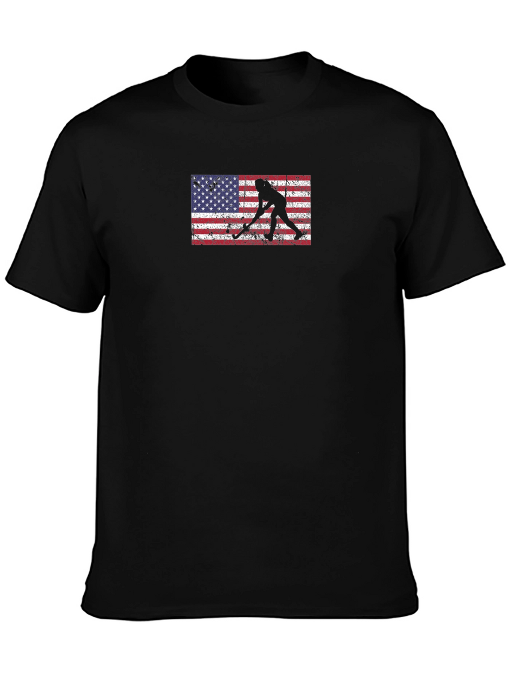 Hockey Player US Flag Graphic T-Shirt