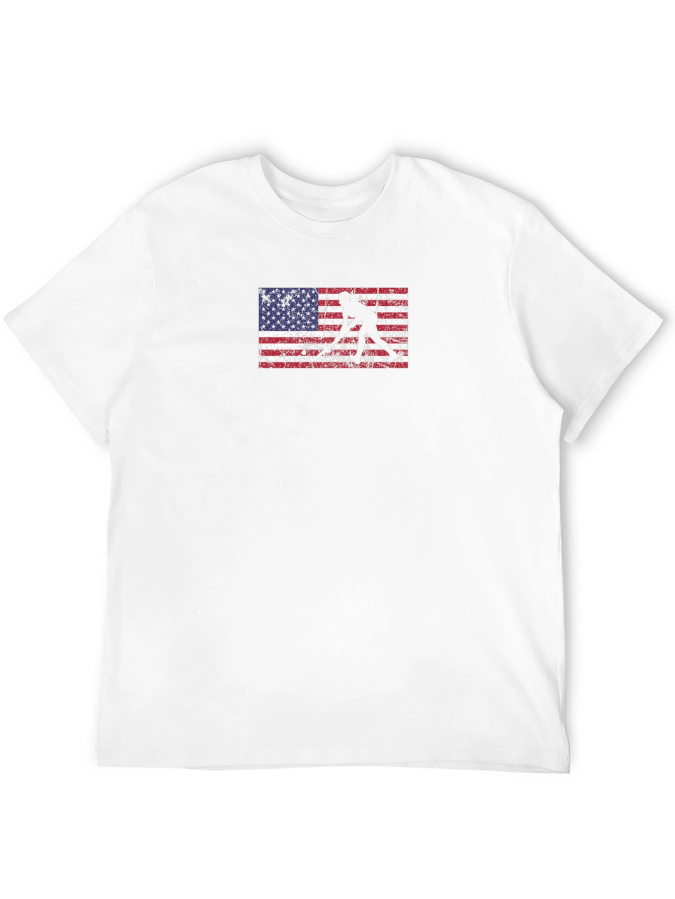 Hockey Player US Flag Graphic T-Shirt