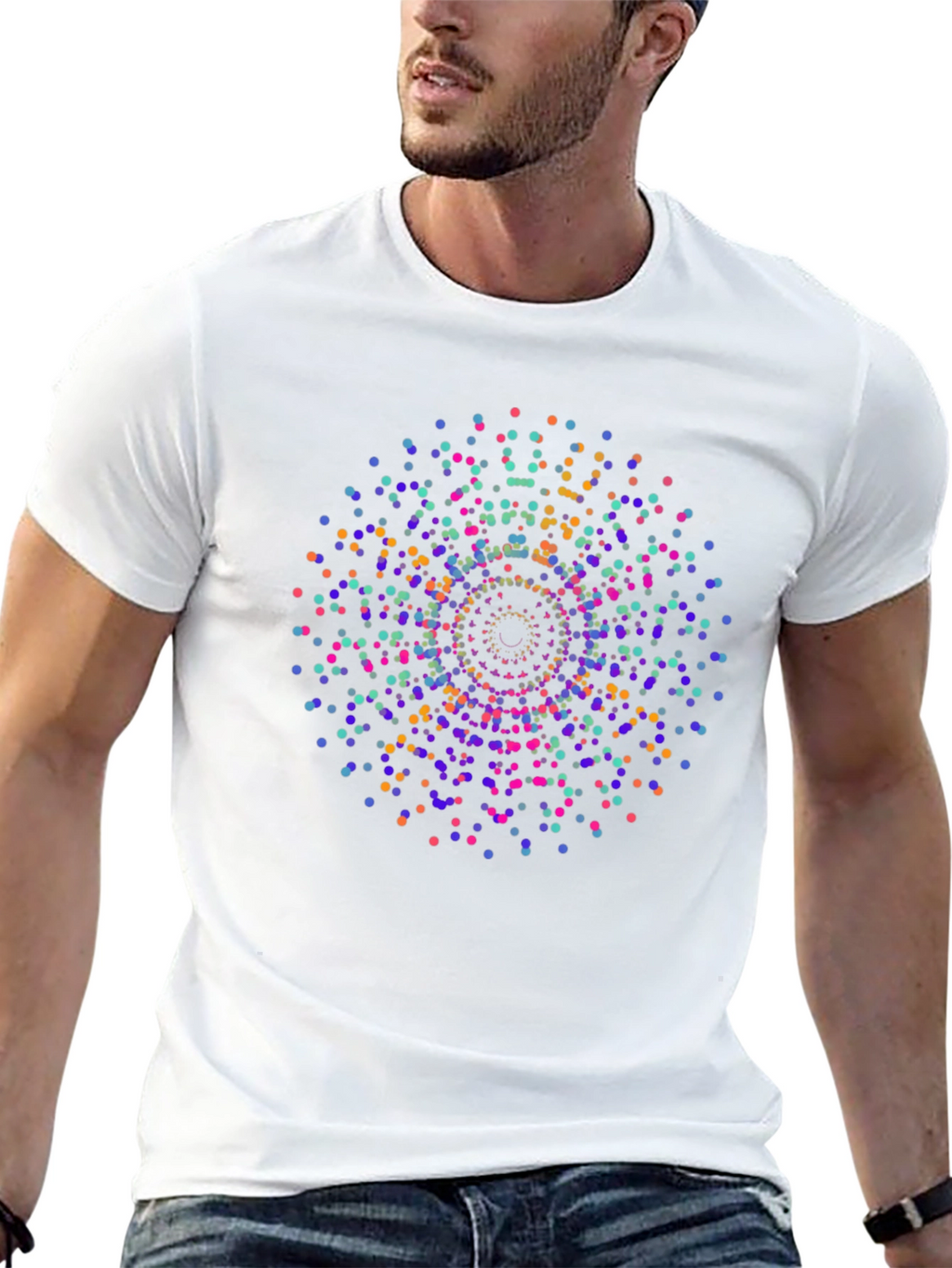 Vibrant Mandala Dot T-Shirt - Modern Graphic Tee
