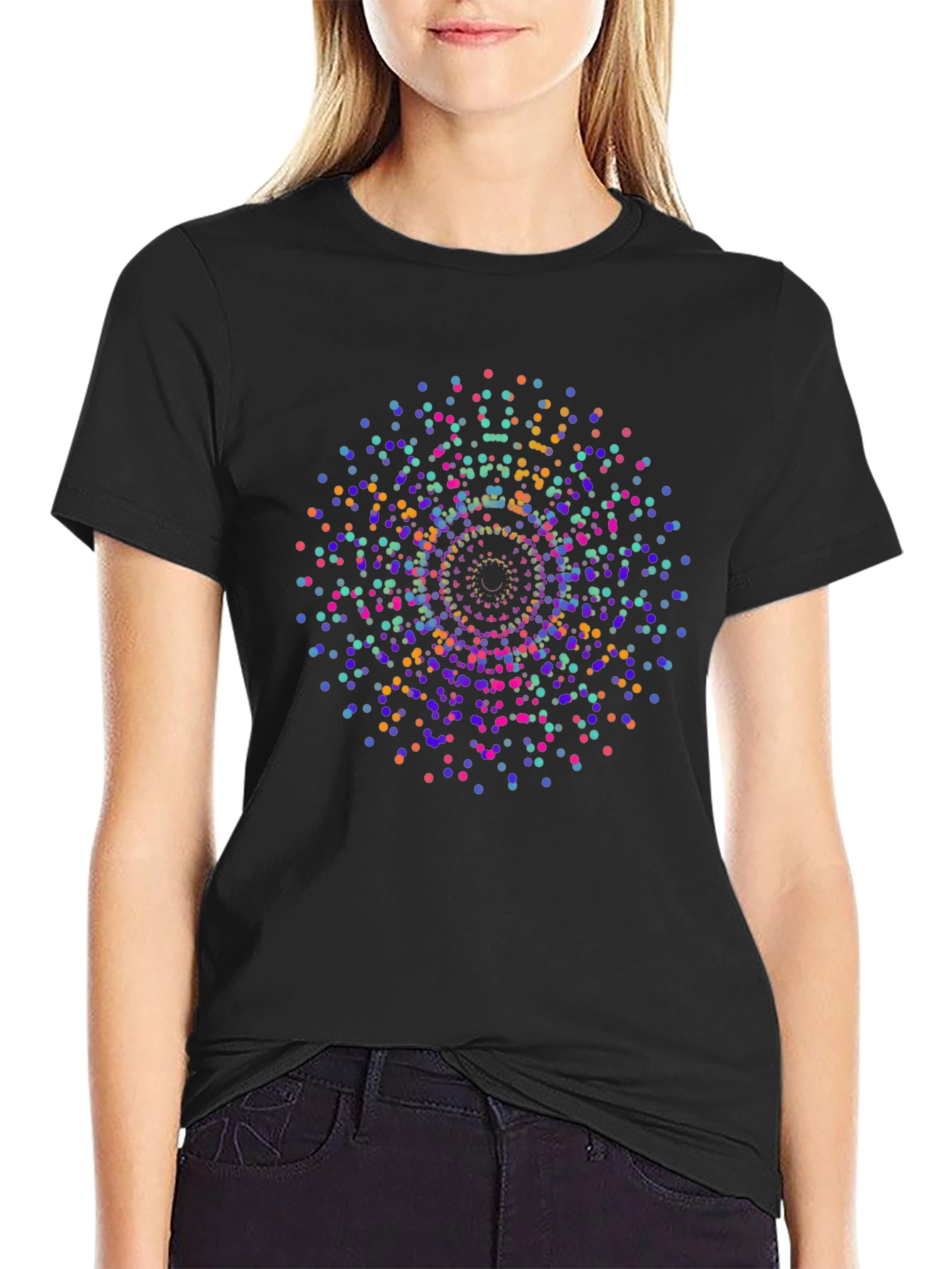 Vibrant Mandala Dot T-Shirt - Modern Graphic Tee