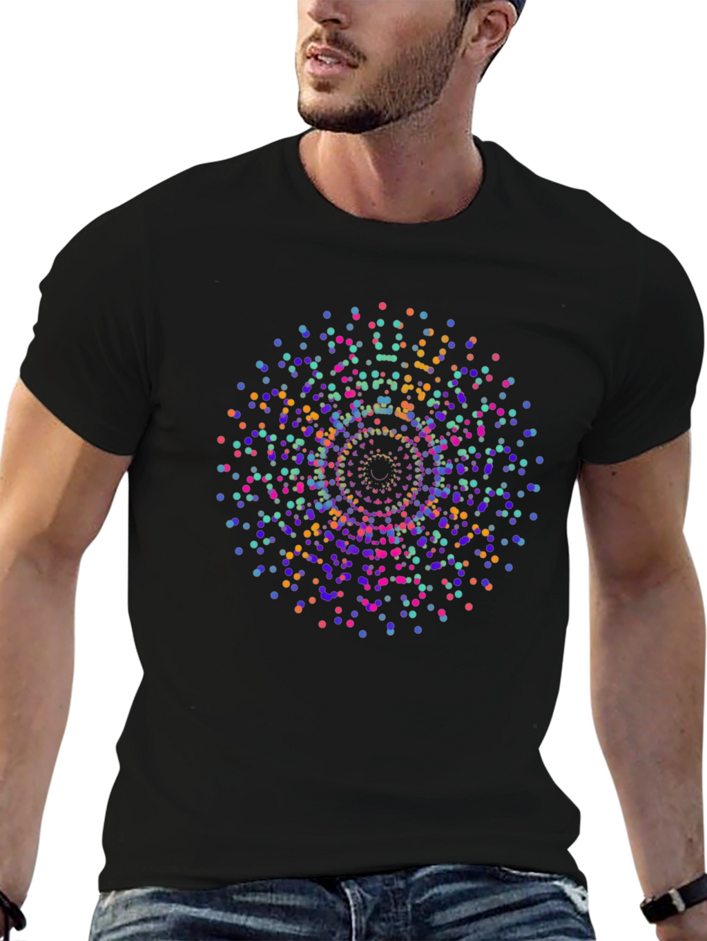 Vibrant Mandala Dot T-Shirt - Modern Graphic Tee