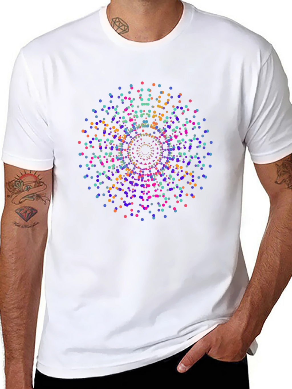 Vibrant Mandala Dot T-Shirt - Modern Graphic Tee