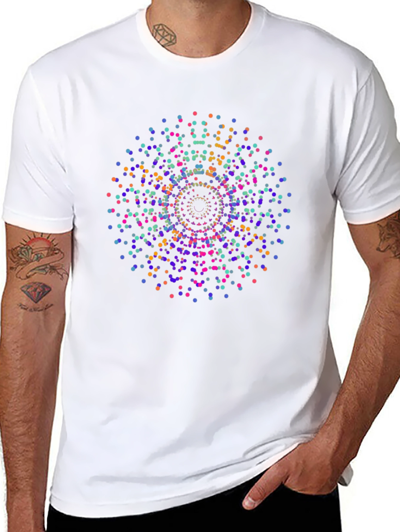 Vibrant Mandala Dot T-Shirt - Modern Graphic Tee