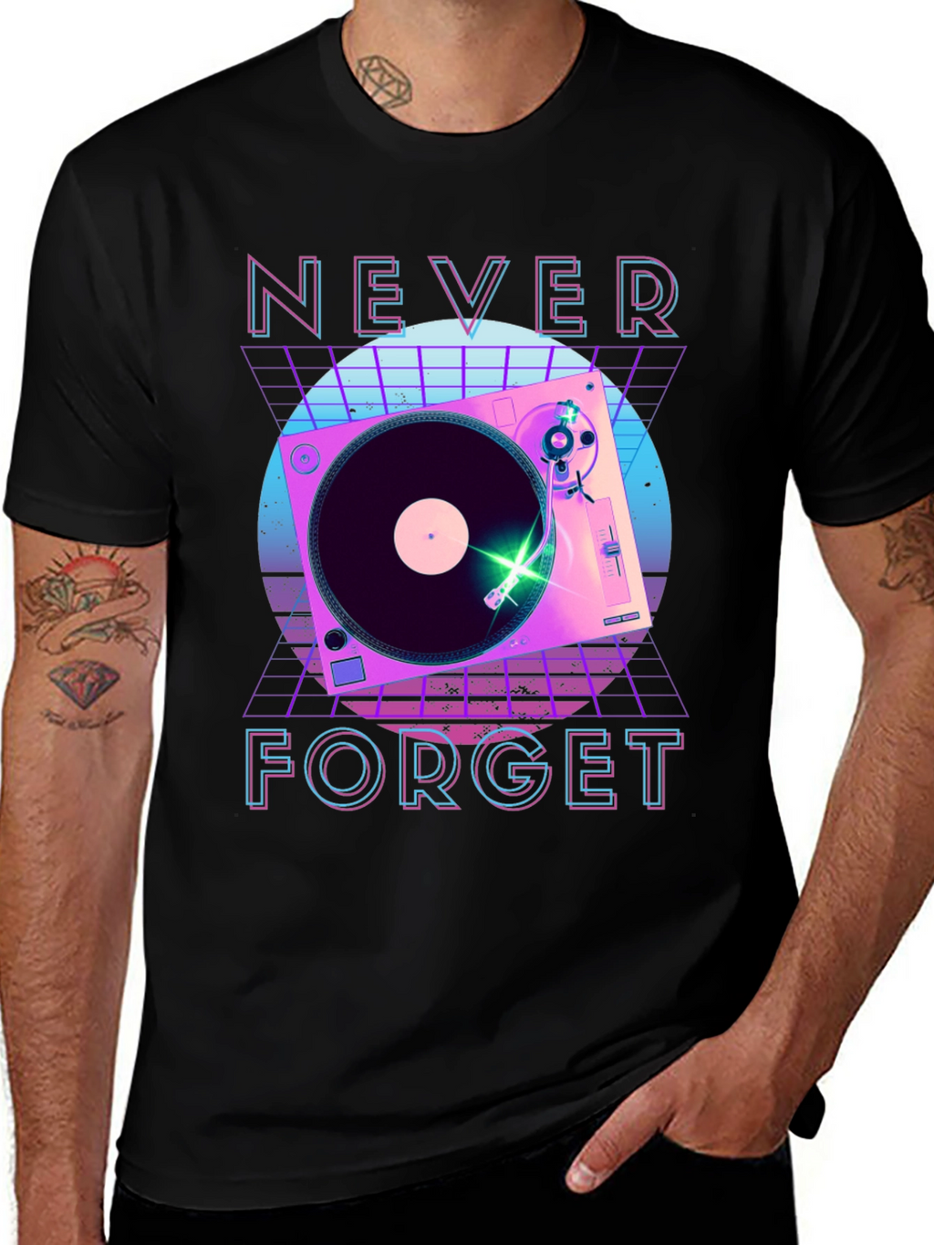Retro Turntable Never Forget Graphic Tee