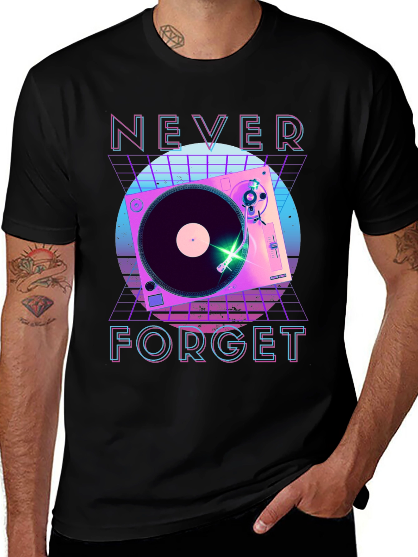 Retro Turntable Never Forget Graphic Tee