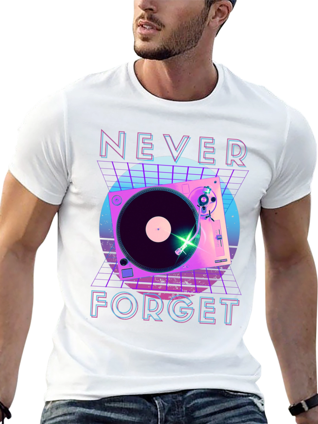 Retro Turntable Never Forget Graphic Tee