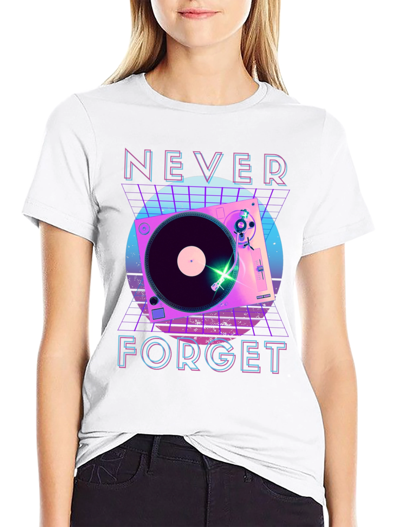 Retro Turntable Never Forget Graphic Tee