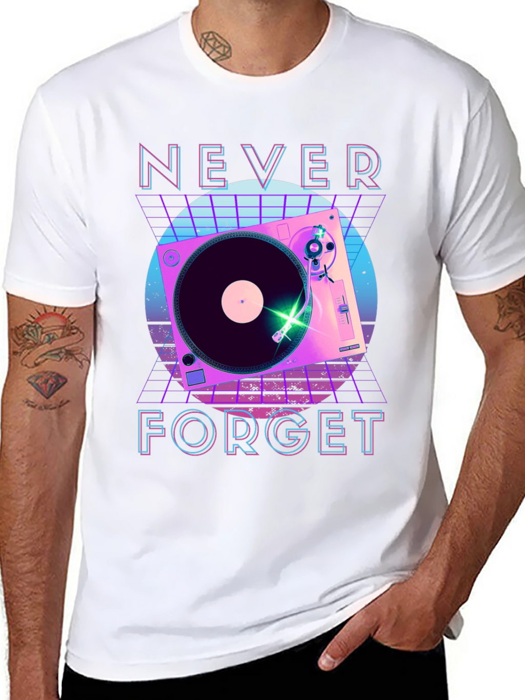 Retro Turntable Never Forget Graphic Tee