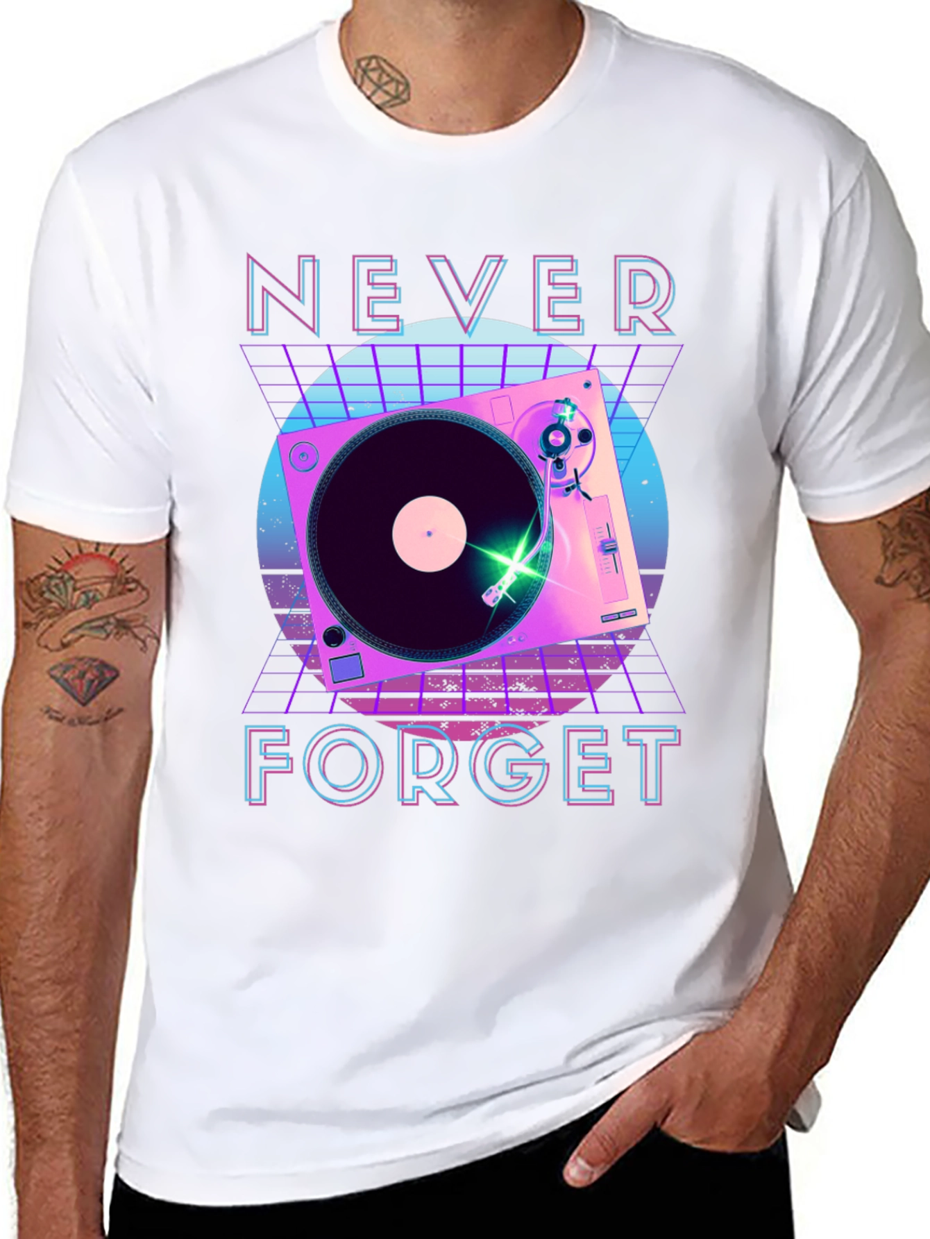 Retro Turntable Never Forget Graphic Tee