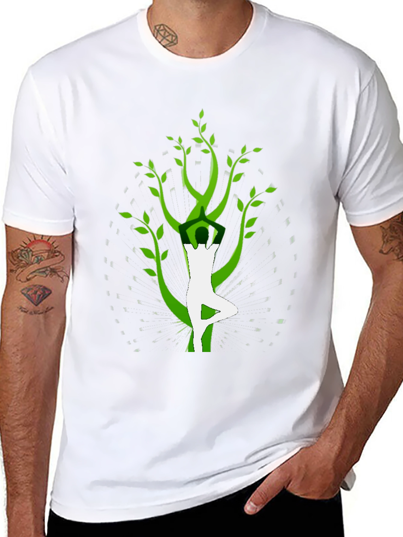 Yoga Tree Pose Graphic Tee - Black