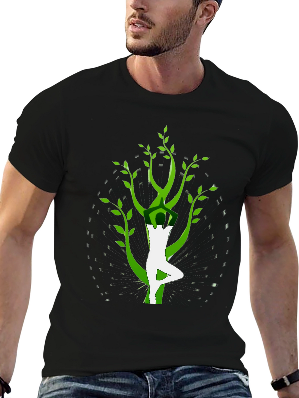 Yoga Tree Pose Graphic Tee - Black
