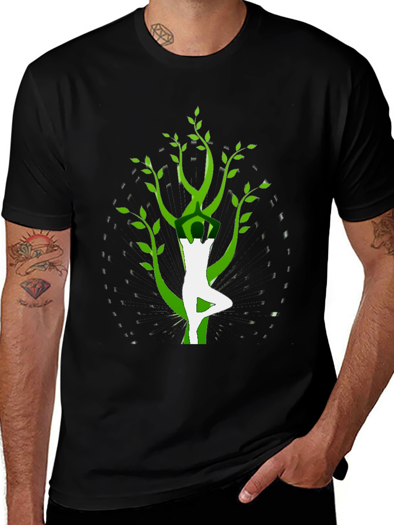 Yoga Tree Pose Graphic Tee - Black